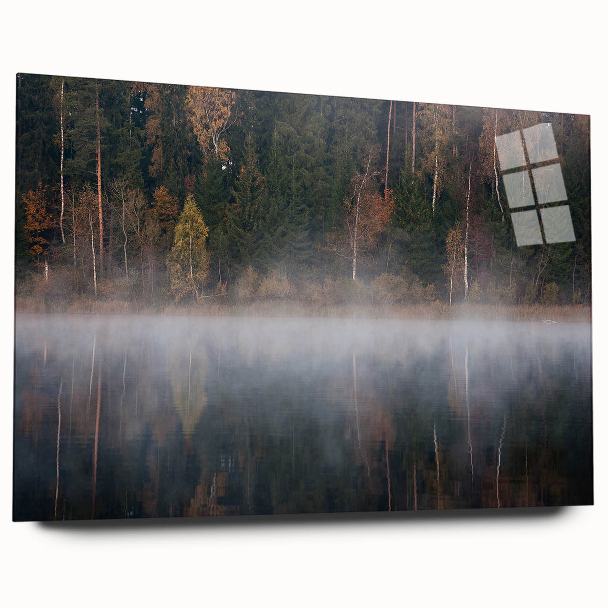 Large abstract wall art of a European scenery in Latvia, rendered in muted earth tones on acrylic glass.