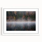 Textured abstract art print depicting a European scenery in muted earth tones, framed with a white mat.