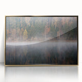 Art deco poster depicting a European cityscape in gold and black tones on a framed acrylic.