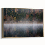 Framed canvas depicting a serene Latvian landscape, featuring muted earth tones, ideal for bedroom wall art.