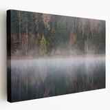 Side view of a stretched canvas featuring a European landscape in muted earth tones, suited for kitchen wall art.