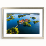 Extra large abstract art print of a textured European scenery in muted earth tones on a framed canvas.