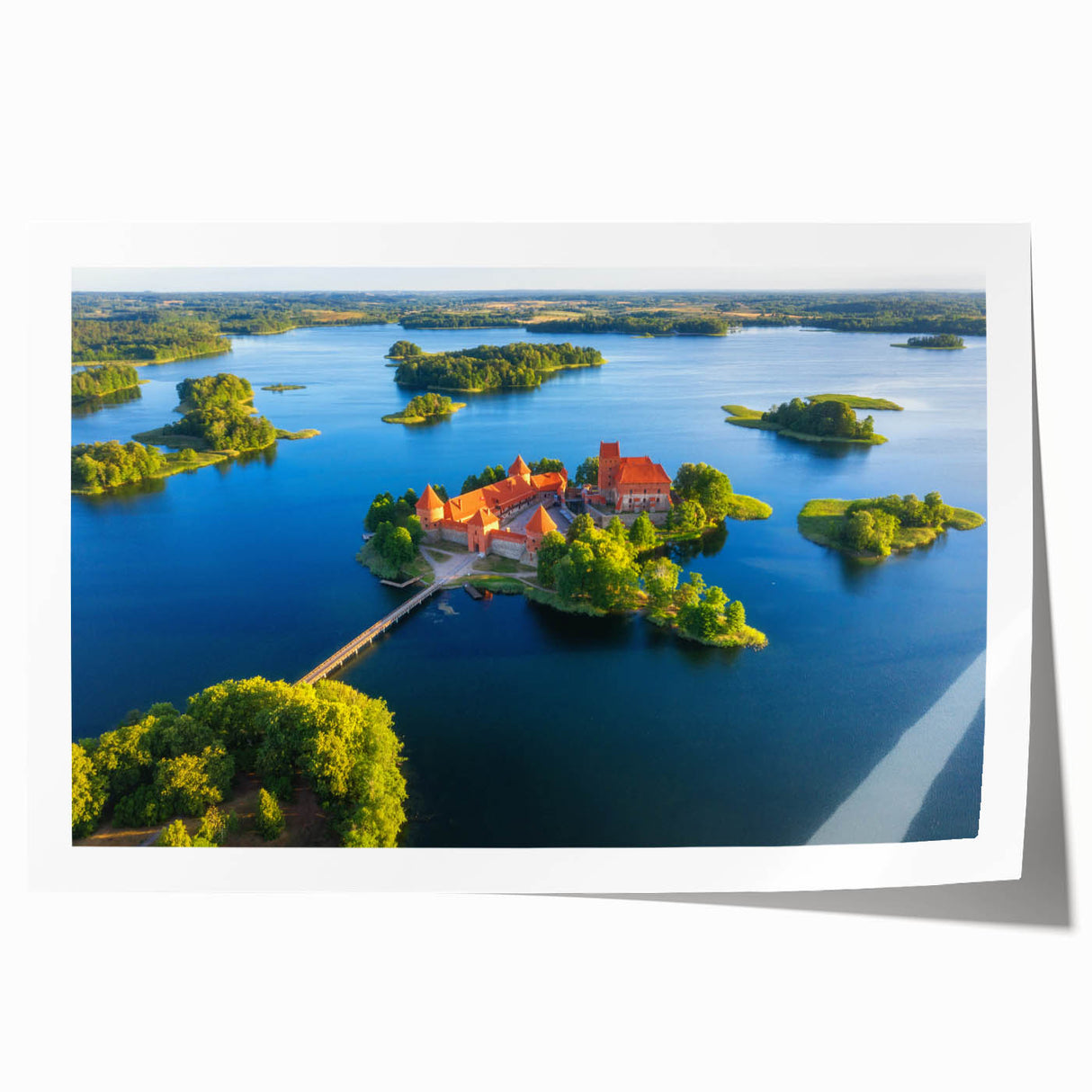 Rolled print of a Lithuanian landscape featuring soft pastel shades, ideal for dining room wall art.
