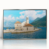 Large art print of a Montenegro scenery in muted earth tones on a framed acrylic, ideal for modern art wall decor.