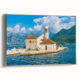 Framed canvas landscape art painting depicting a European scenery in vibrant colors, ideal for living room decor.
