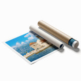 Extra large rolled print of a Montenegro scenery with vibrant green and blue hues, ideal for classy bathroom wall art.