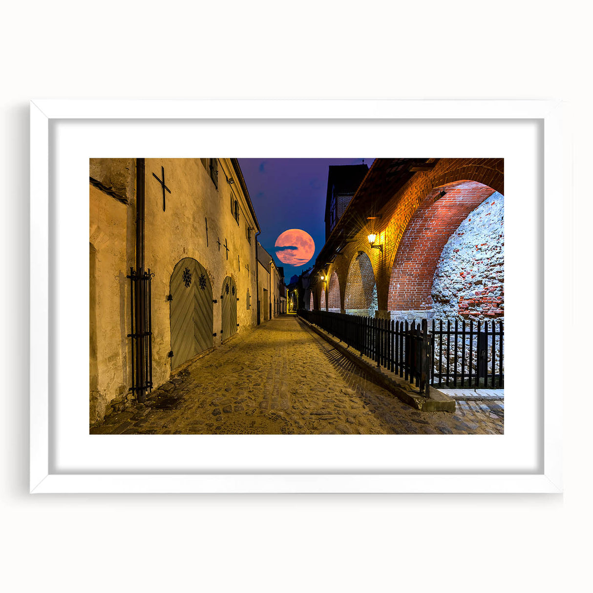 Textured art of abstract Amsterdam scenery in muted earth tones on a white framed canvas, ideal for bedroom decor.