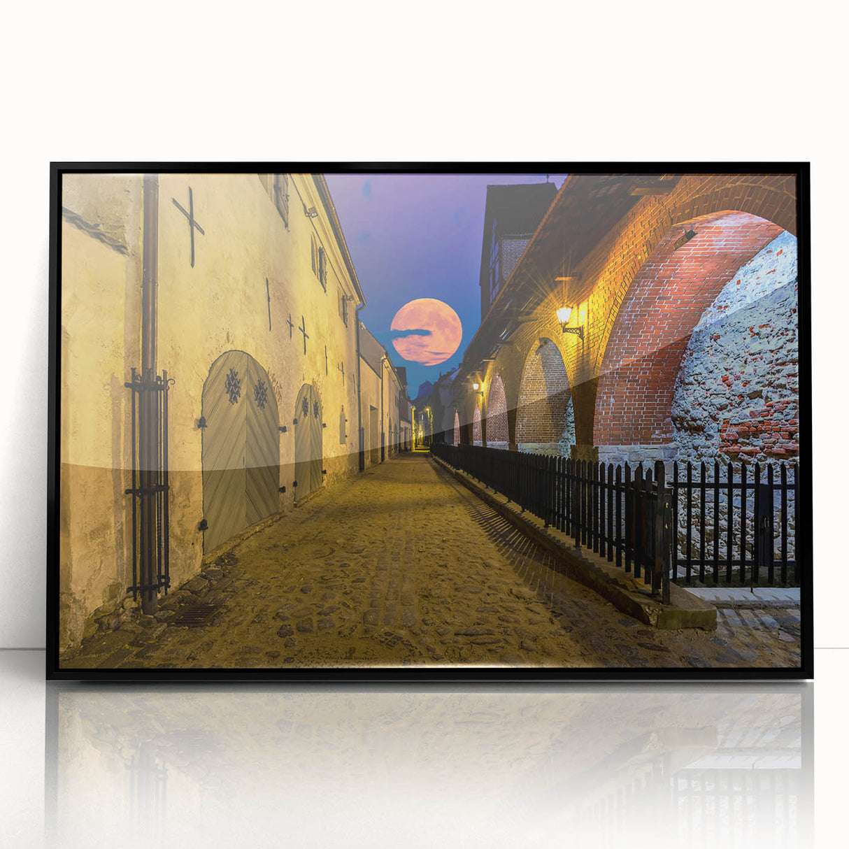 Large abstract wall art depicting Amsterdam scenery in black and white tones on a framed acrylic.