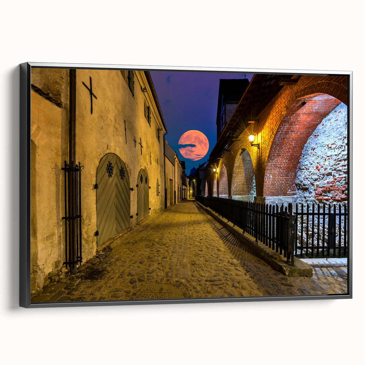 Black and white framed canvas of Amsterdam landscape, ideal for bedroom wall art in vintage poster style.