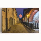 Black and white canvas print of Amsterdam canal scene, ideal for kitchen wall art or bedroom ambiance.