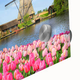 Large abstract art print of a European scenery on acrylic glass, in muted earth tones, ideal for dining room art.