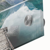 Acrylic glass print of a large abstract depiction of a Norwegian landscape in muted earth tones, ideal for dining room art.