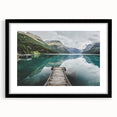 Colorful abstract art print of a European scenery in Norway.