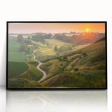 Large abstract wall art depicting a European scenery in Poland, framed in black acrylic, ideal for modern art wall decor.