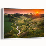 Vintage poster art of a scenic Polish landscape on a framed canvas, featuring colorful art in extra large size.