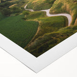 Art deco poster featuring a serene Polish landscape in muted earth tones on rolled canvas, suitable for dining room decor.