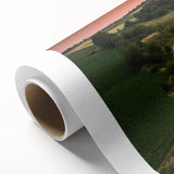 Art Deco style poster of a European scenery in muted pastel shades, printed on rolled canvas, ideal for nursery wall art.