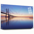 Acrylic print of Lisbon scenery with vibrant blue and white tones, suitable for bedroom or dining room decor.