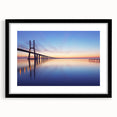 Extra large abstract art print of Lisbon scenery in colorful, textured style on a framed black mat.