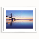 Textured abstract art print of Lisbon scenery in muted earth tones on a framed white mat, ideal for bedroom art.