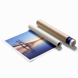 Rolled print of Lisbon scenery with soft pastel shades, ideal for classy bathroom wall art.