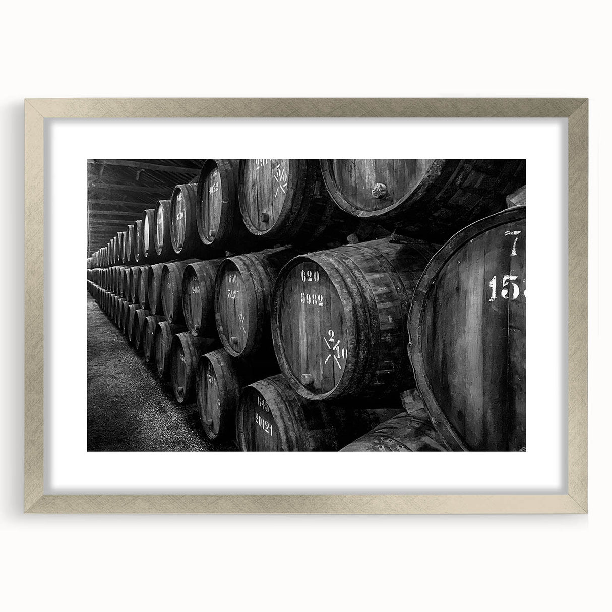Extra large wall art of abstract Porto scenery in textured silver frame, ideal for living room decor.
