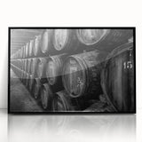 Large abstract wall art depicting Porto, Portugal in muted gray and blue tones on framed acrylic.