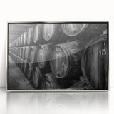 Large art print of Porto, Portugal with mid-century modernist style, silver-framed acrylic.