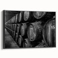 Black and white framed canvas of Porto, featuring vintage landscape art, ideal for bedroom decor.