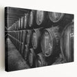 Porto, Portugal cityscape on large stretched canvas, featuring vibrant blue and orange tones, ideal for kitchen wall art.