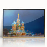 Art Deco poster of Moscow skyline in gold and black hues on acrylic, ideal for modern art wall decor.