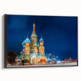 Black and white framed canvas of Moscow landscape, ideal for bedroom wall art with vintage poster style.