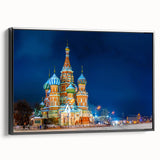 Black and white framed canvas of Moscow landscape, ideal for bedroom wall art with vintage poster style.