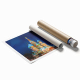 Extra large rolled print of Moscow scenery with vibrant floral elements, ideal for classy bathroom wall art.