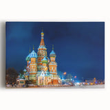 Black and white photograph of Moscow skyline on large stretched canvas, ideal for kitchen wall art or bedroom decor.