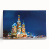 Black and white photo of Moscow skyline on stretched canvas, ideal for kitchen wall art.