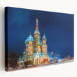 Large canvas print of Moscow skyline in muted gray and blue tones, suitable for kitchen wall art.