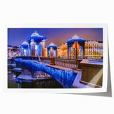 Extra large rolled print of a European cityscape with muted colors, ideal for art wall dining room decor.