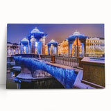 Large black and white stretched canvas of Saint Petersburg scenery, ideal for kitchen wall art.