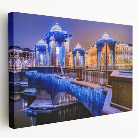 Large canvas print of St. Petersburg scenery in muted watercolor tones, ideal for kitchen wall art.