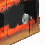 Large abstract wall art of Sochi scenery in muted earth tones on acrylic glass, ideal for dining room ambiance.