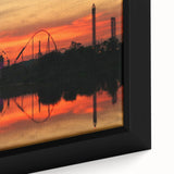 Extra large framed canvas of a textured Sochi landscape in black with colorful accents, ideal for living room decor.