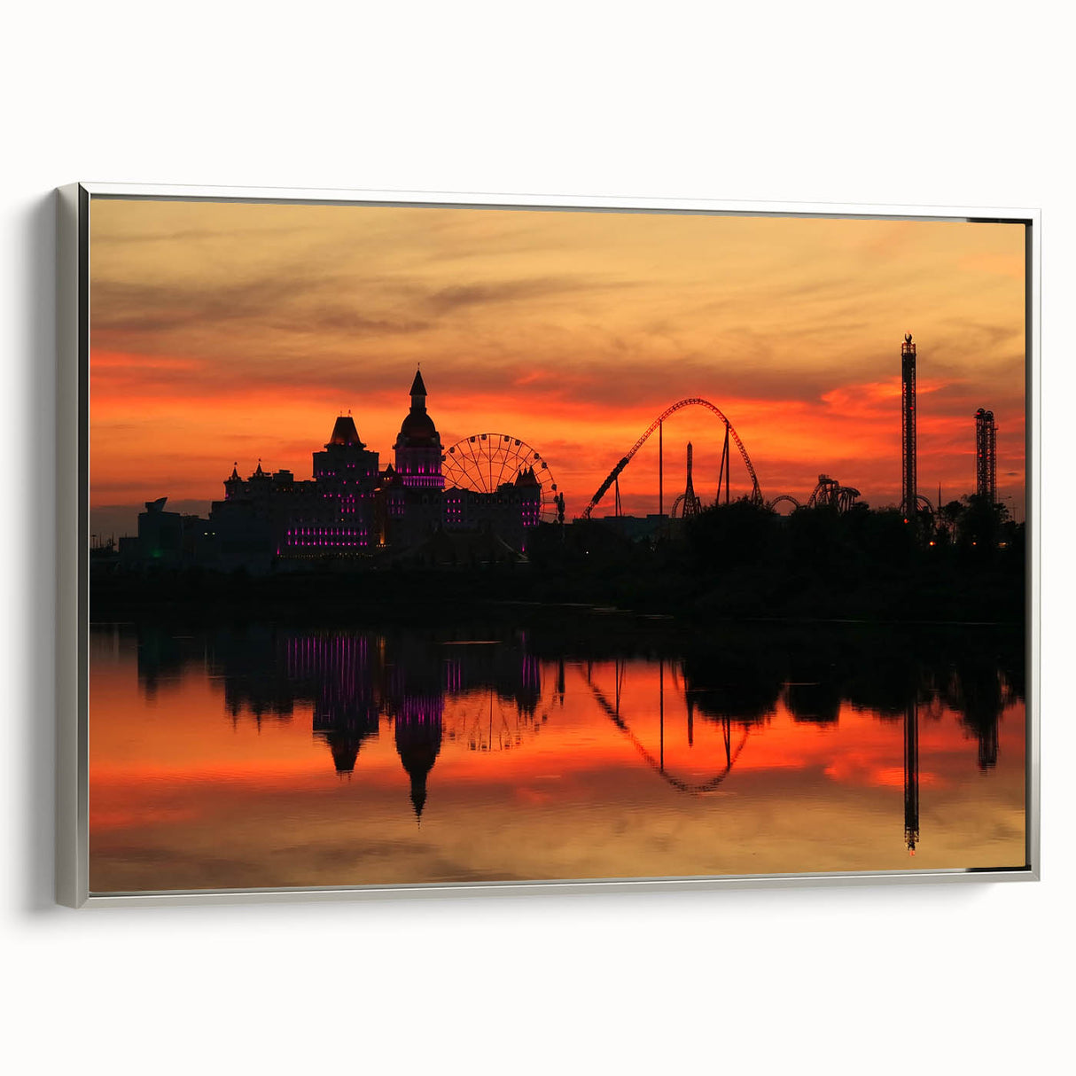 Framed canvas of a vintage Sochi landscape painting with colorful art on black background, ideal for living room decor.