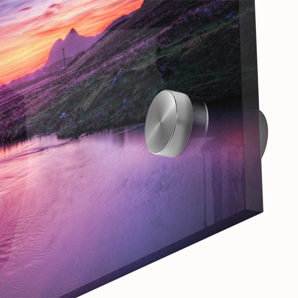 Large abstract wall art depicting a Scottish landscape in muted earth tones on acrylic glass, ideal for dining room decor.