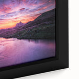 Black wall art featuring a textured Scottish landscape on framed canvas, with vibrant colorful accents.