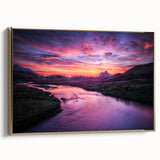 Framed canvas depicting a vintage-style Scottish landscape in muted earth tones, ideal for bedroom wall decor.