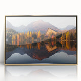 Art deco poster of a European scenery in Slovakia, with gold acrylic frame, ideal for nursery wall art.