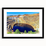 Abstract art print featuring vibrant colors and textured details of Andalucian scenery, framed in black.