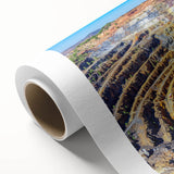 Art Deco poster of Andalucia scenery in muted earth tones on rolled canvas, ideal for nursery wall art.