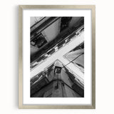 Extra large abstract art print of Barcelona cityscape in textured silver frame, ideal for living room decor.